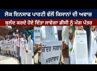The Lok Insaf Party will raise the voice of the farmers and hand over the demand letter to the DC
